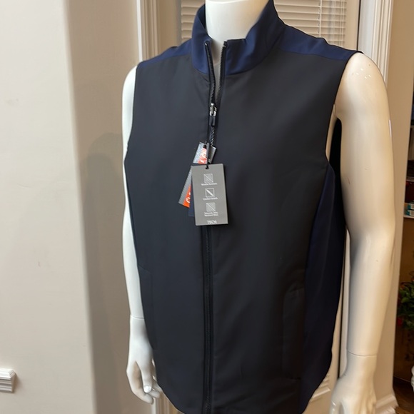 Hart Schaffner Marx REVERSIBLE Navy Tech Wool Performance Full Zip Vest - Picture 2 of 12